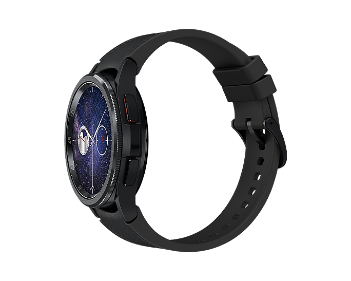 Design & Specifications
Body & DisplayThe Samsung Galaxy Watch6 Classic Astro Edition features a 47mm stainless steel body with a sleek, glossy black finish and a rotating bezel inspired by celestial symbols. Its 1.5-inch AMOLED display has a resolution of 480 x 480 pixels, offering crisp clarity with a pixel density of ~453 ppi. The display's brightness peaks at 2000 nits, ensuring easy readability even in bright sunlight. The display is protected by Sapphire Crystal Glass, adding durability against scratches. The watch body measures 46.5 x 46.5 x 10.9 mm and weighs 59 grams, making it substantial yet comfortable to wear.The watch is IP68 and 5ATM certified, allowing water resistance up to 50 meters, so it’s ready for various outdoor conditions. It includes a high-quality black synthetic leather strap with a quick-release system for easy band swapping, which is secured by two loops for a snug fit.Operating System & FeaturesRunning on Android Wear OS 4 with One UI Watch 5, the Galaxy Watch6 Classic Astro Edition is powered by the Exynos W930 (5 nm) chipset, featuring a dual-core 1.4 GHz Cortex-A55 processor and Mali-G68 GPU. It provides 16GB of storage and 2GB of RAM, along with NFC, Bluetooth 5.3, A2DP, and LE for connectivity. The GPS options cover multiple satellite systems: GPS, GLONASS, GALILEO, and BDS.The watch is equipped with a variety of sensors, including accelerometer, gyro, compass, heart rate, barometer, and thermometer (skin temperature), making it suitable for a wide range of health and fitness tracking, including ECG, SpO2 monitoring, and advanced sleep tracking. Qi wireless charging is supported, and the non-removable Li-Ion 425 mAh battery provides reliable power for daily use.Unique Astro Edition DesignThe limited-edition Astro model showcases intricate detailing with etchings of constellations and celestial symbols on the bezel, along with an exclusive watch face displaying a dynamic galaxy and a moon that follows the seconds hand. The "AstroLab" digital dial also includes a compass, moon phase, solar tracker, and calendar.Additional Features & BatteryThe Galaxy Watch6 Classic Astro Edition provides ECG readings, SpO2 measurements, altitude readings, and several workout modes, covering activities such as running, cycling, swimming, and more. With an expected battery life of 2–3 days on moderate use, the watch also supports various health monitoring features, breathing exercises, and time-zone tracking.Packaging & AccessoriesThe special-edition packaging is designed with a navy blue theme and Astro symbols in silver. The box contains the watch, a Samsung fabric strap, a magnetic Qi charger, a warranty card, and a quick start guide, plus a QR code for exclusive promotional access and a collectible sticker set.